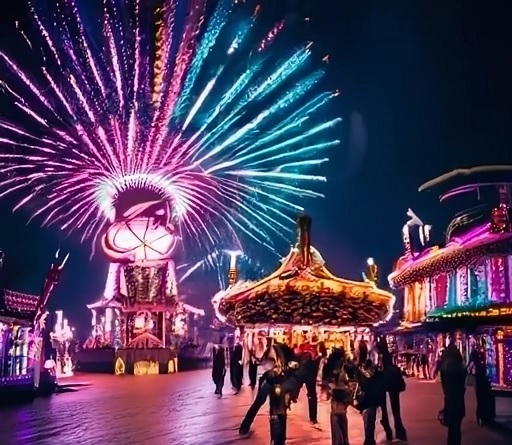 Les spectacles nocturnes en parc à thème